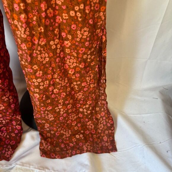 Tiare Hawaii Strapless Back Tie Jumpsuit Rust Orange Floral Print Size O/S - Picture 7 of 12